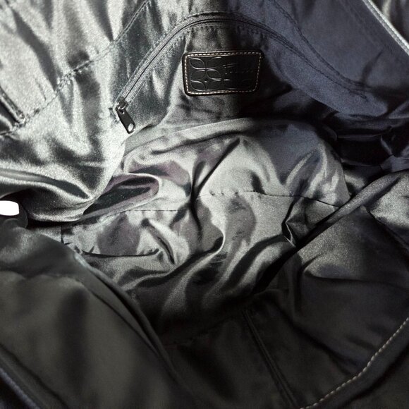 Fossil Purse Brown Black Signature Canvas Tote Shoulder Bag Boho Preppy Travel - Picture 10 of 13